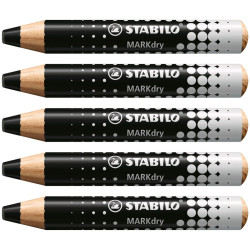 STABILO MARKdry Whiteboard and Flipchart Marker Pencil Pack of 5 Black