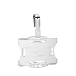 Durable Security Pass Plastic ID Card Holders with Clip PK25 Clear