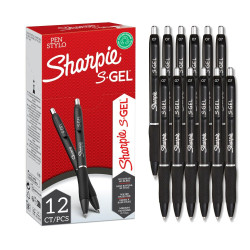 Sharpie 2229108 S-Gel Black 0.7mm point Pen Pack of 12