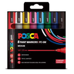 POSCA 8 Pack Paint Markers 5M Medium Standard Colours