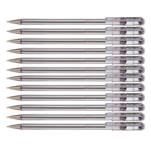 Pentel Superb 12 Pack Black Ballpoint Pen 0.7mm Tip 0.25mm Line