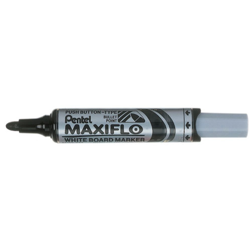Pentel Maxiflo 12 Pack Black Whiteboard Marker Bullet Tip 3mm Line