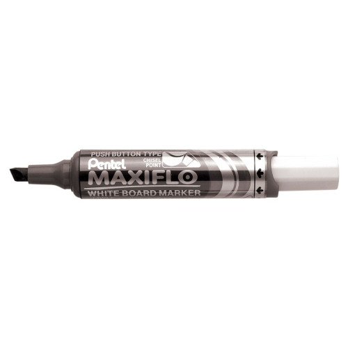 Pentel Maxiflo 12 Pack Black Whiteboard Marker Chisel Tip 1.5-6.2mm Line