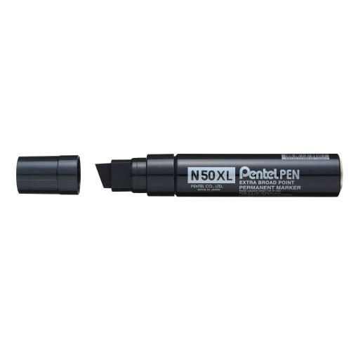 Pentel N50XL 6 Pack Black Permanent Marker Jumbo Chisel Tip 17mm Line