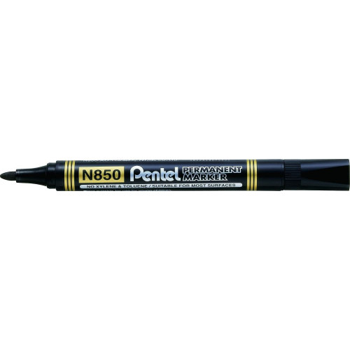 Pentel N850 12 Pack Black Permanent Marker Bullet Tip 2.1mm Line
