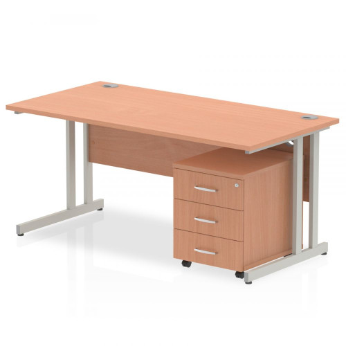 Dynamic Impulse 1600 x 800mm Straight Desk Beech Top with Mobile Pedestal