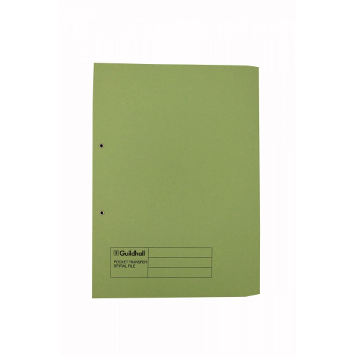 Exacompta Guildhall Pocket Transfer Spring File Green Pack of 25