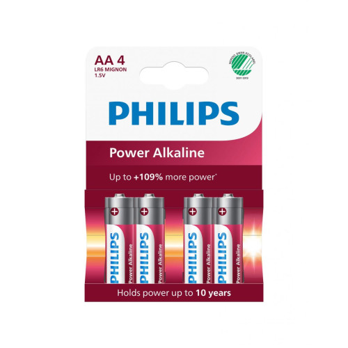 Philips Power Alkaline AA Batteries Pack of 4