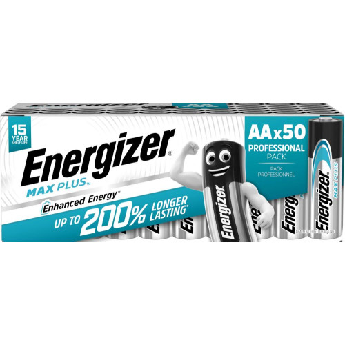 Energizer Max Plus Alkaline AA Battery Pack of 50