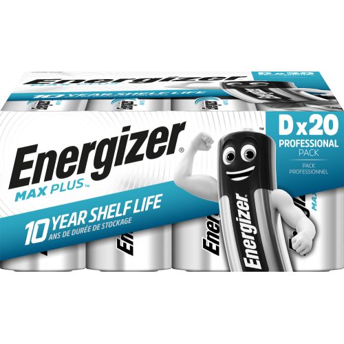 Energizer Max Plus Alkaline D Battery Pack of 20