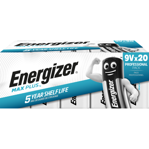 Energizer Max Plus Alkaline 9V Battery Pack of 20