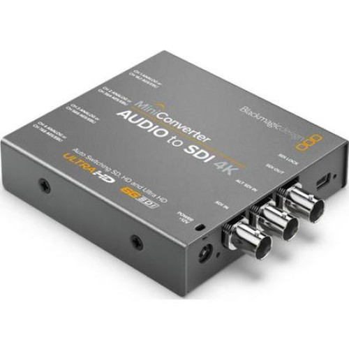 Blackmagic Design Audio to SDI 4K Mini Converter, 4096x2160p 30 Format Support, 4:2:2, 4:4:4 Video/48kHz, 24 Bit Audio Sampling Rate
