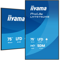 iiyama LH7575UHS-B2AG Signage Display Digital signage flat panel 190.5 cm (75") LCD Wi-Fi 500 cd/m² 4K Ultra HD Black Built-in processor Android 11 24/7