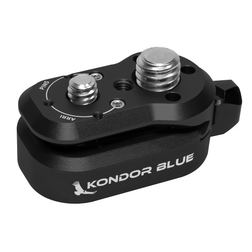 KONDOR BLUE Black Mini Lock Quick Release Plate - Female ARRI, Male 20 ARRI, NATO Rail, 20/16 Threads