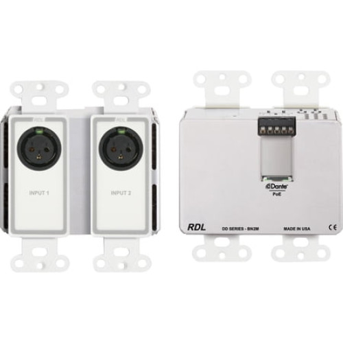 RDL DD-BN2M Wall-Mounted Bi-Directional Mic/Line Dante Interface 2 x 2