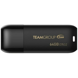 TEAMGROUP C175 64GB USB 3.2 Gen 1 Flash Drive Rounded Streamlined Unibody Design Black Pearl Seamless Construction Matte and Glossy Finish  Speed Up to 100MB/s (TC175364GB01)