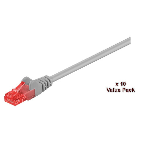 U/UTP CAT6 0.5M Grey 10 Pack