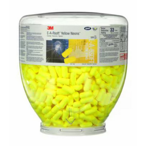 3M E-A-Rsoft Yellow Neon Earplugs Refill Bottle, PD-01-002 Reusable ear plug 500 pc(s)