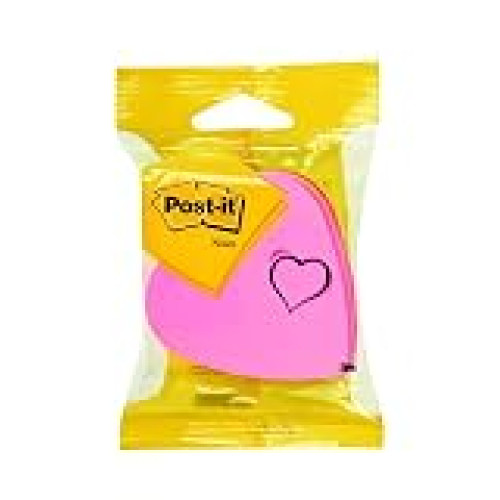 Post-it® Sticky Notes Heart Shaped Pad, 70 x 70 mm, Assorted Pink