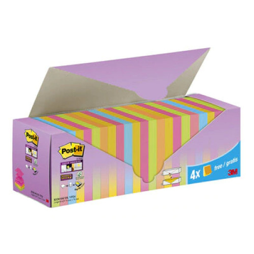 3M Post-it note paper Square Blue, Green, Orange, Pink, Yellow 100 sheets Self-adhesive