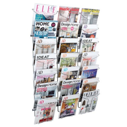 Chrome Wire Wall Literature Rack with 21 A4 Sized Compartments