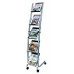 Narrow Mobile Literature Rack with 5 Levels, Metallic Gray and Black