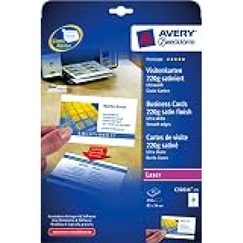 Avery C32016-25 Business Cards, 85 x 54  mm, 220 gsm, Laser Printers, 10 Cards Per Sheet