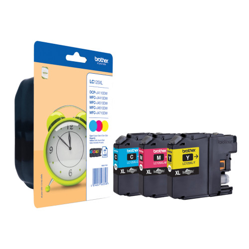 Brother LC125XLRBWBP ink cartridge 3 pc(s) Original High (XL) Yield Cyan, Magenta, Yellow