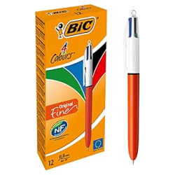 BIC - Refillable Ballpoint - Retractable Fine Point Four Ink Colours - Plastic Body - Set of 12 (B004SGZFK2)