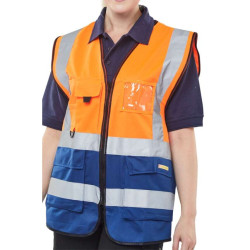 Beeswift Two Tone Executive Waistcoat Orange Navy S HVWCTTORNS