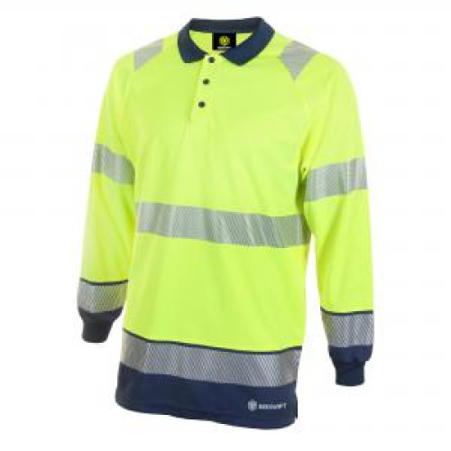 Beeswift High Visibility Two Tone Polo Shirt Long Sleeve Saturn Yellow