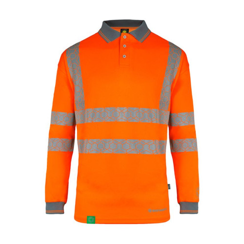 Beeswift Envirowear Hi-Vis Polo Shirt Long Sleeve Orange 3Xl