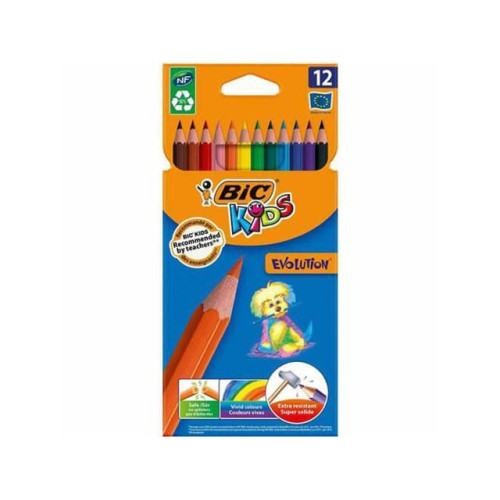Bic Kids Evolution Colouring Pencil, Assorted, Pack: 12