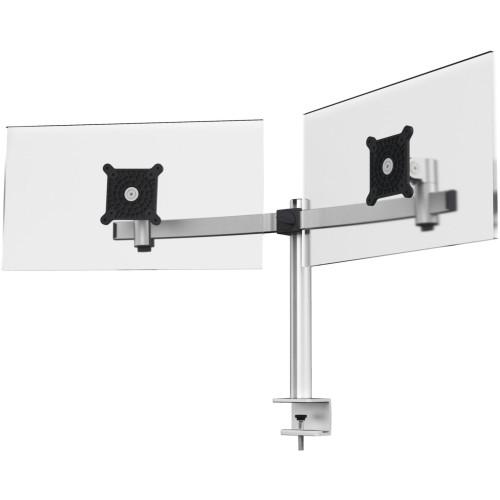 508523 Monitor Mount with Arm for 2 Screens - Desk Clamp, Silver