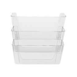 Deflecto Stackable DocuPocket 3 Pocket(s) - 3 Compartment(s) - 14  Height x 13  Width x 4  Depth - Clear - 3 / Set