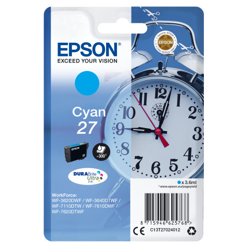 Epson Alarm clock Singlepack Cyan 27 DURABrite Ultra Ink