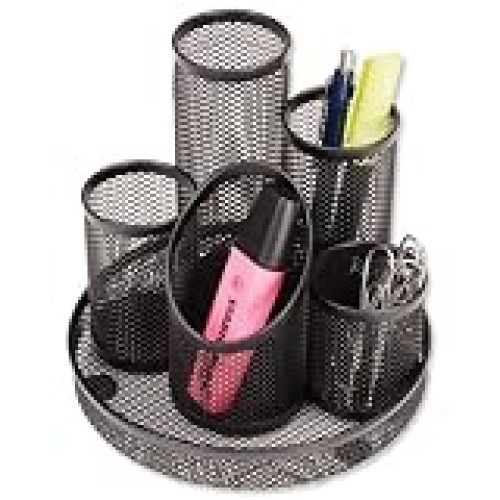 Mesh 5 Tube Pen Pot, Black