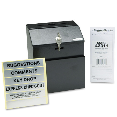 Safco Black Locking Suggestion Box in Black