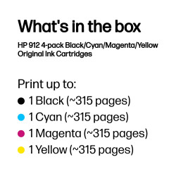 HP 912 4-pack Black/Cyan/Magenta/Yellow Original Ink Cartridges
