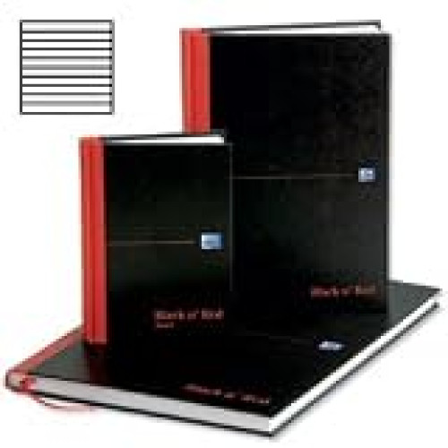 Oxford Black n' Red Casebound Manuscript Book, A6 Ruled, White, 140 Pages
