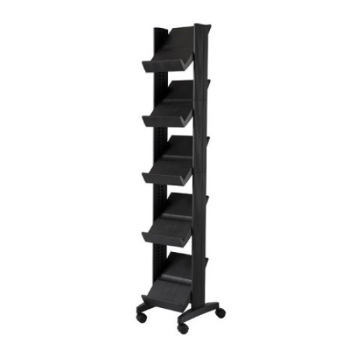 PaperFlow Single Sided Literature Display, Mobile Corner Unit, 5 Shelves, 13.78x15.17x66 Inches, Black (259N.01) (B004HWFZUC)
