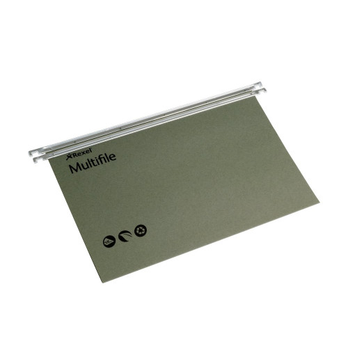 Rexel Multifile Foolscap Suspension File 15mm Green (50)