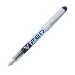 Pilot V4w Fountain Pen Disposable Silver Barrel Iridium Blue