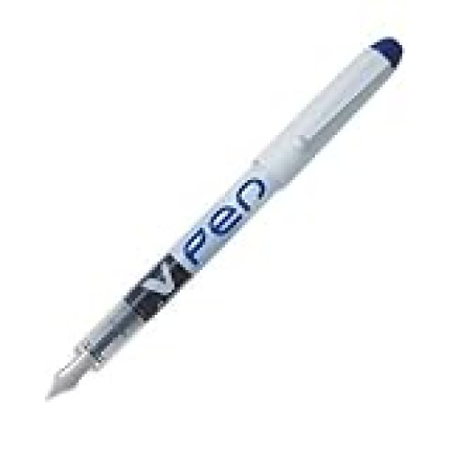 Pilot V4w Fountain Pen Disposable Silver Barrel Iridium Blue