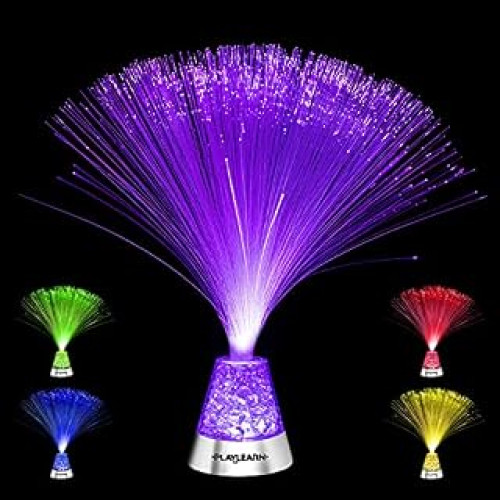 Playlearn Fiber Optic Lamp Color Changing Crystal Base - USB/Battery Powered - 13 Inch - Fiber Optic Centerpiece Sensory Light (B00H4F8UX8)