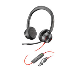 HP Poly Blackwire 8225 Stereo USB-C Headset +USB-C/A Adapter