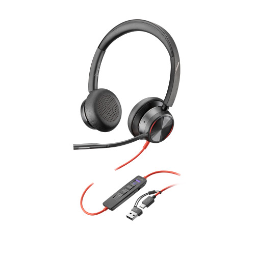 HP Poly Blackwire 8225 Stereo Microsoft Teams Certified USB-C Headset +USB-C/A Adapter