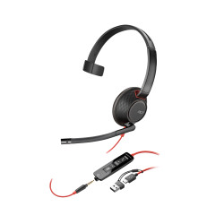 HP Poly Blackwire 5210 Monaural USB-C Headset +3.5mm Plug +USB-C/A Adapter
