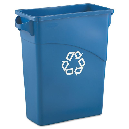 Rubbermaid Commercial Slim Jim Vented Container 16 gal Capacity - Rectangular - Chemical Resistant  Durable  Vented  Sturdy  Weather Resistant  Handle  Lightweight - 25  Height x 11  Width - Blue