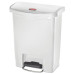 Rubbermaid Commercial 1883555 Slim Jim Resin Step-On Container  Front Step Style  8 Gal  White